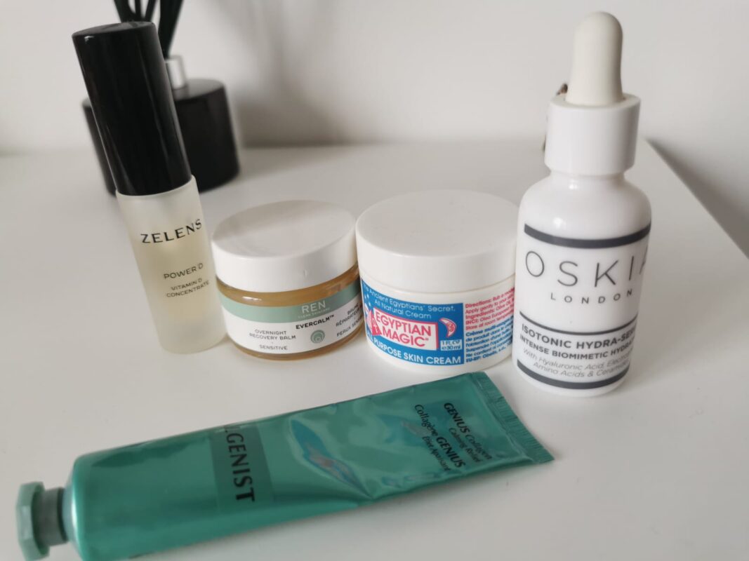 REN skincare EVERCALM Overnight Recovery Balm ALGENIST Genius Collagen Calming Relief OSKIA Isotonic Hydra-Serum ZELENS Power D Egyptian Magic All-Purpose skin cream Powerful Hydrators